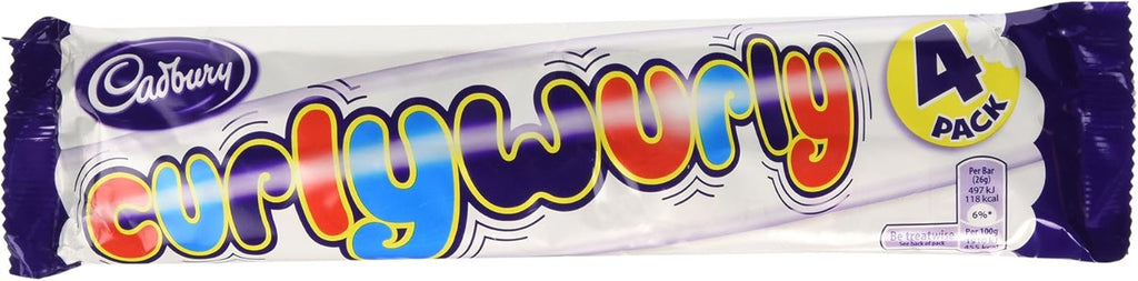 Cadbury Curly Wurly Chocolate Bar 104 g (Single Pack of 4)